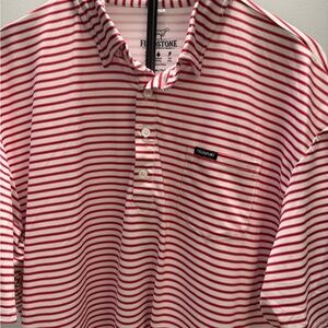 Fieldstone Red and White Striped Polo Shirt